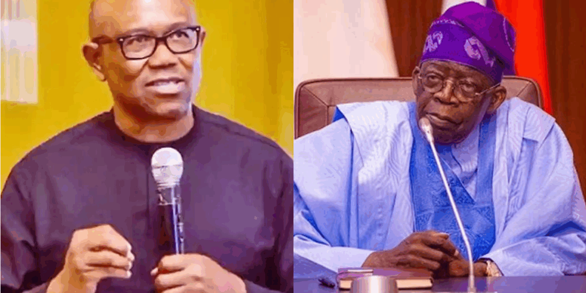 Photo combo of Peter Obi and President Tinubu