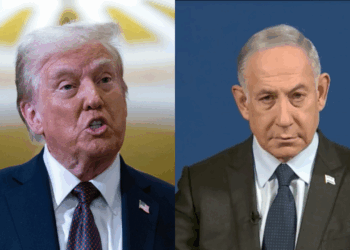 Combo of US President Donald Trump and Israeli PM Benjamin Netanyahu