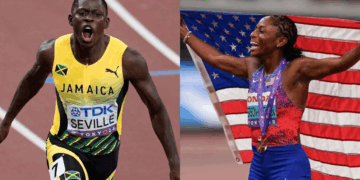 Seville Secures Jamaica’s First 100m World Title in a Decade, Jefferson-Wooden Claims Women’s Crown Photo combo of Oblique Seville and Melissa Jefferson-Wooden