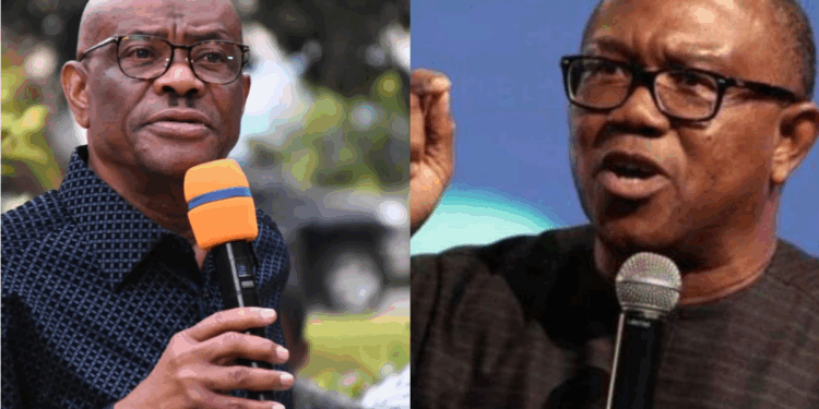 Photo combo of Wike and Peter Obi