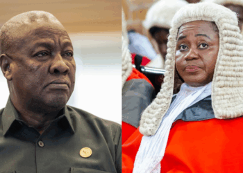 Photo combo of John Mahama and Gertrude Araba Esaaba Sackey Torkonoo
