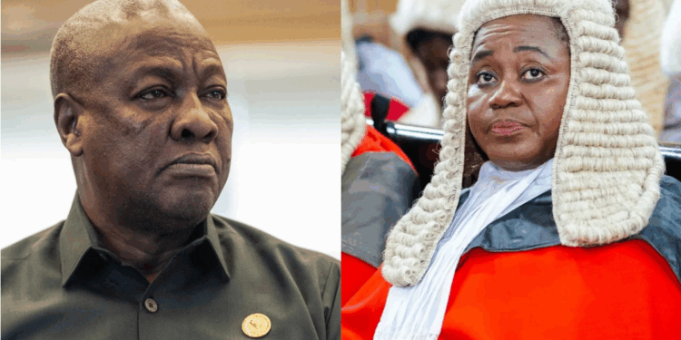 Photo combo of John Mahama and Gertrude Araba Esaaba Sackey Torkonoo