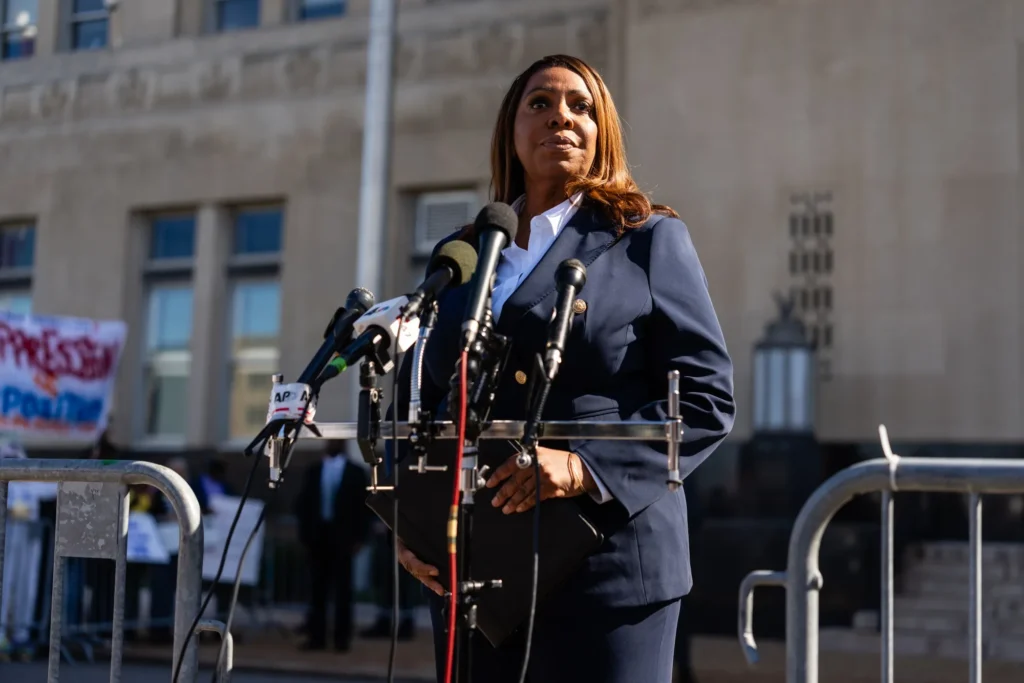 New York Attorney General Letitia James speaking