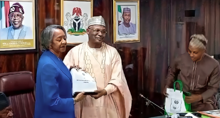 Mahmood Yakubu Handing Over to May Agbamuche as Acting INEC Chairman