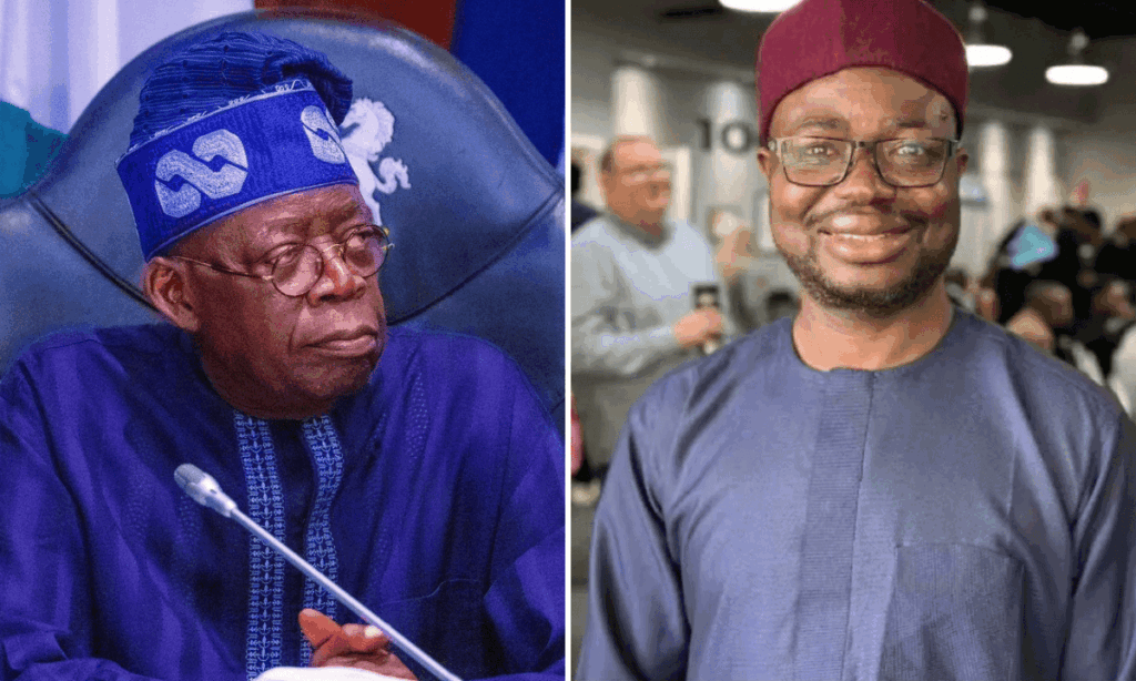 Photo combo of President Tinubu and Bernard Doro