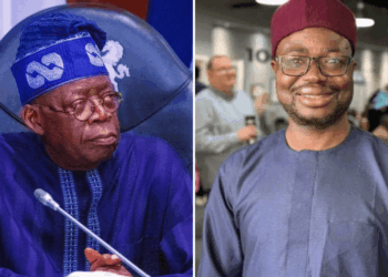 Photo combo of President Tinubu and Bernard Doro