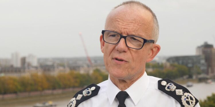 The head of London’s Metropolitan Police, Commissioner Mark Rowley.