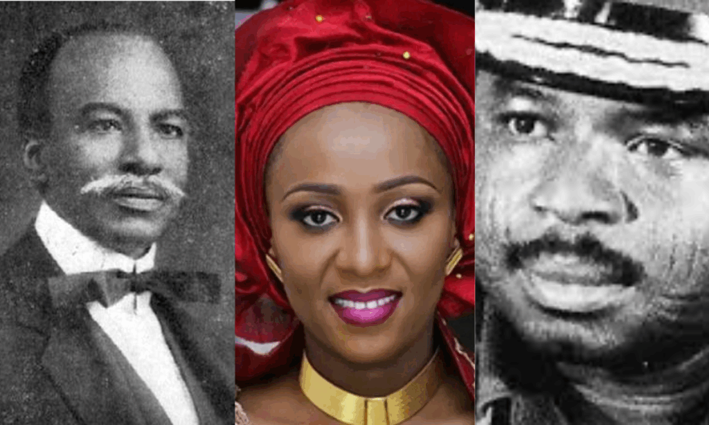 Photo combo of Herbert Macaulay, Maryam Sanda and Mamman Vatsa
