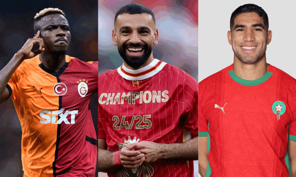 Photo combo of Osimhen, Salah and Hakimi.