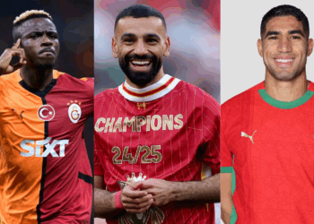 Photo combo of Osimhen, Salah and Hakimi.