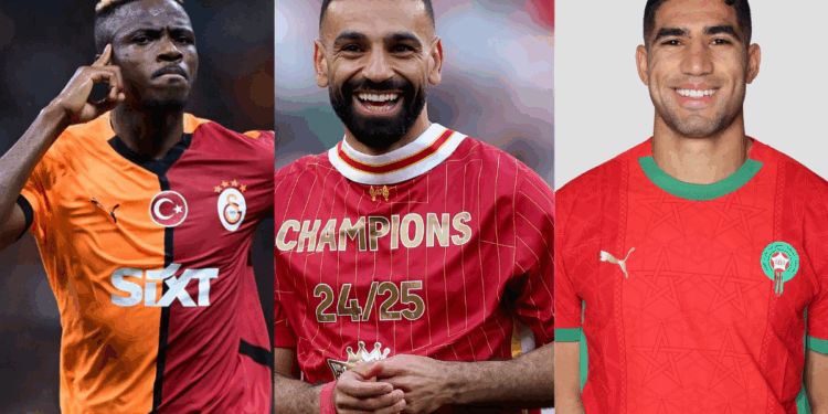Photo combo of Osimhen, Salah and Hakimi.