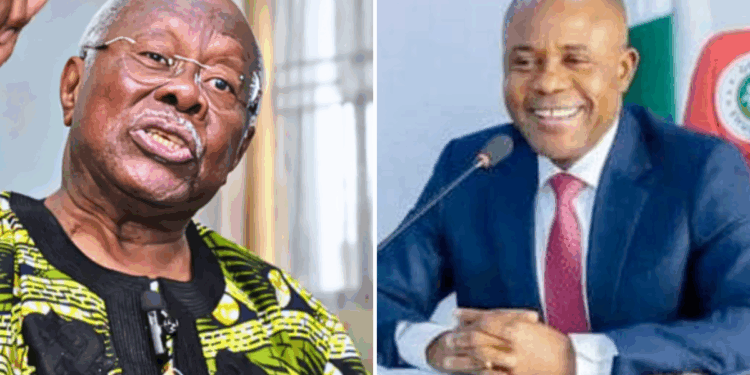 Photo of Bode George and Enugu Governor Peter Mbah.