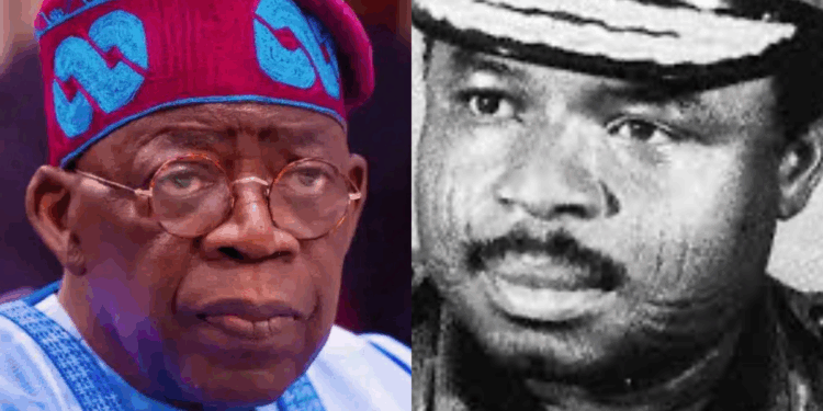 Photo combo of President Tinubu and Late General Mamman Vatsa