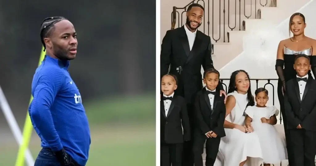 Photo combo of Raheem Sterling and his family