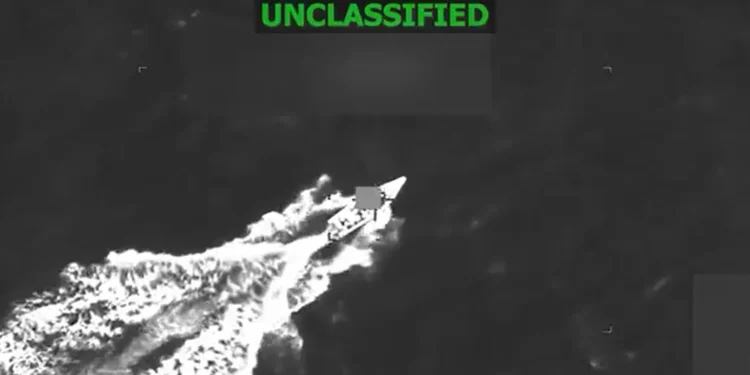 This screen grab from a video posted by US Defense Secretary Pete Hegseth on his X account on November 10, 2025 shows what Hegseth says is a lethal strike on a vessel carrying narcotics in the Eastern Pacific Ocean on November 9, 2025.
