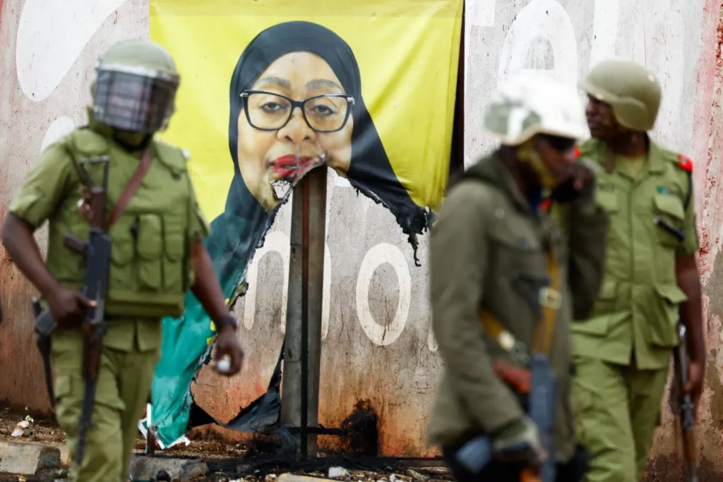 Photo of Tanzanian President Samia Suluhu Hassan Burnt Poster.