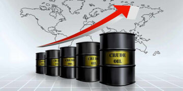 A graphic illustration of barrels of crude oil