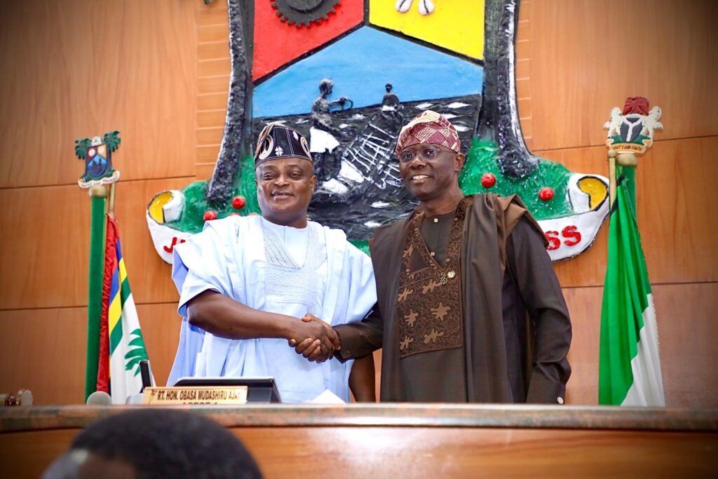 Lagos State Governor, Babajide Sanwo-Olu and Mudashiru Obasa.