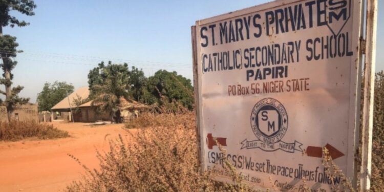 Sign of St. Mary’s Catholic Primary and Secondary Schools in Papiri