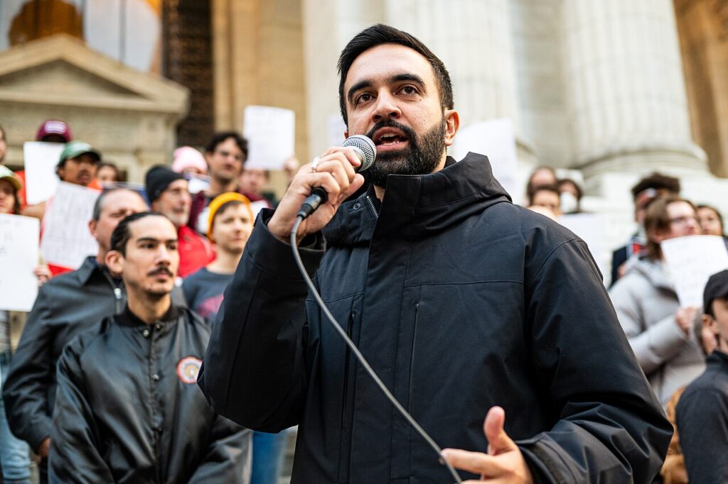 Zohran Mamdani at the Resist Fascism Rally in Bryant Park on Oct 27th 2024