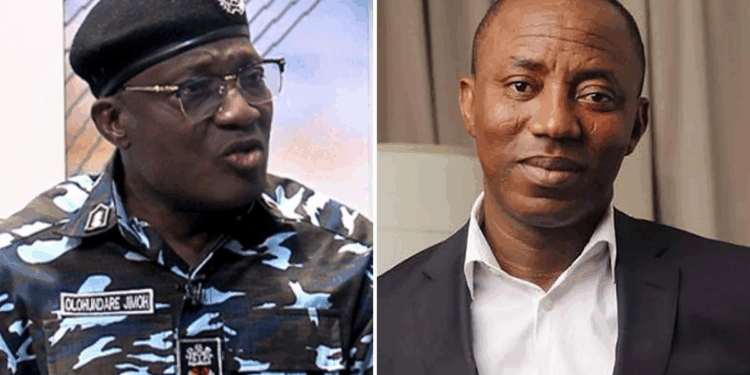 Photo combo of Lagos CP Olohundare Jimoh and Omoyele Sowore.