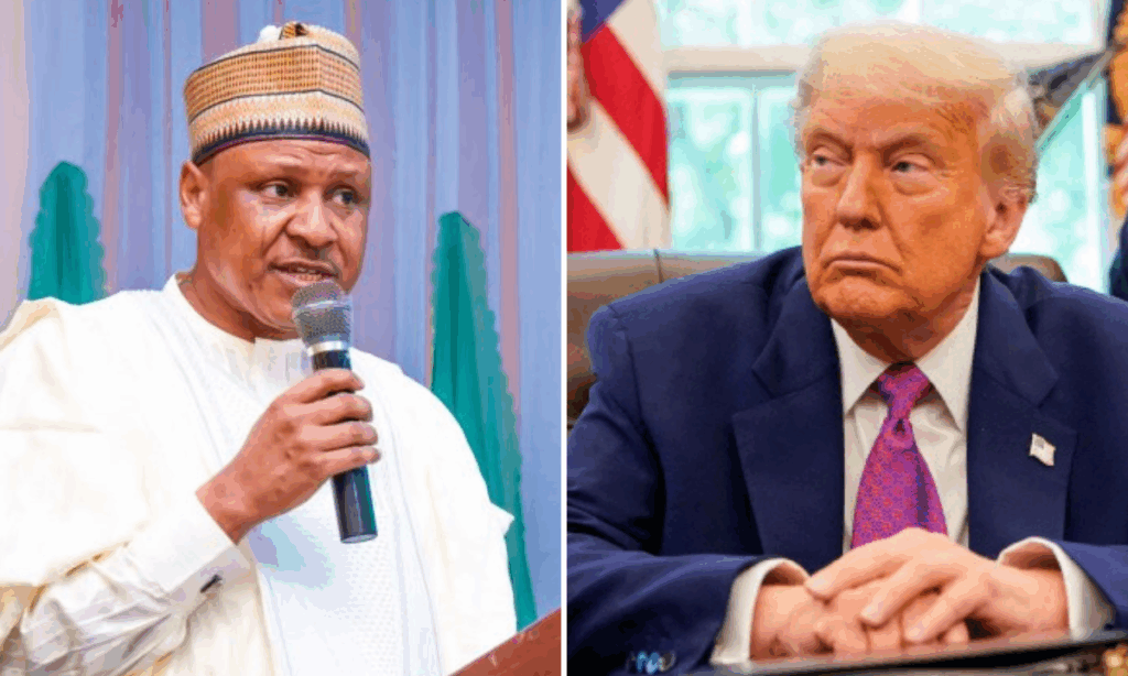 Photo combo of Mohammed Idris and Donald Trump