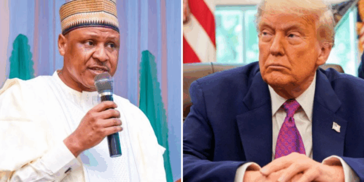 Photo combo of Mohammed Idris and Donald Trump