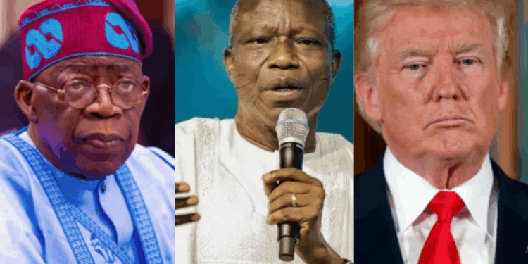 A photo combo of Tinubu, Wale Oke and Trump.