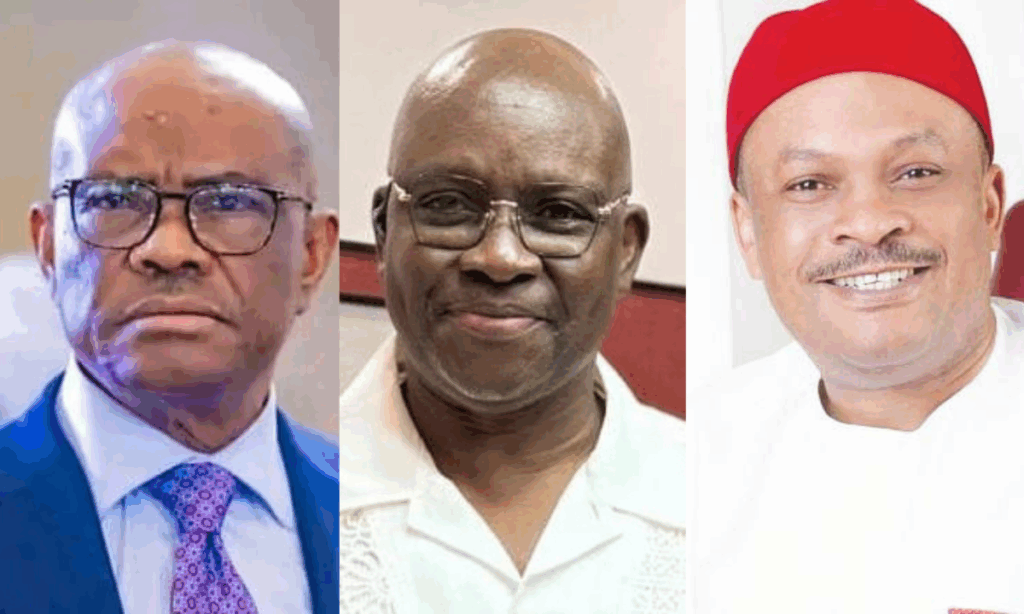 Photo of Wike, Fayose, and Anyanwu,