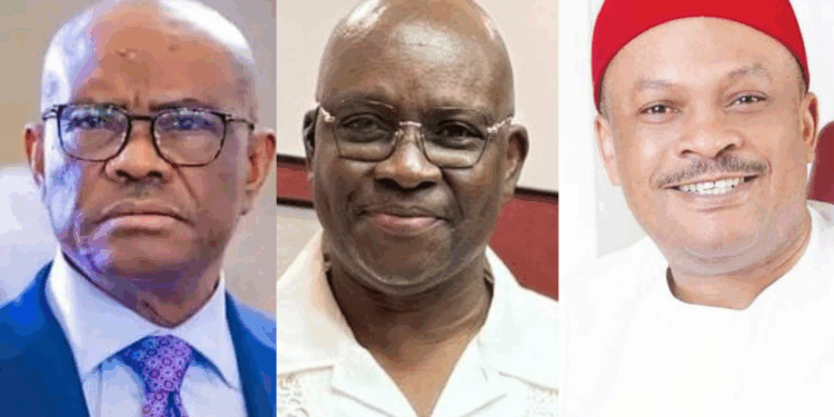 Photo of Wike, Fayose, and Anyanwu,