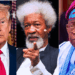 Photo combo of US President Donald Trump, Professor Wole Soyinka and President Bola Tinubu.