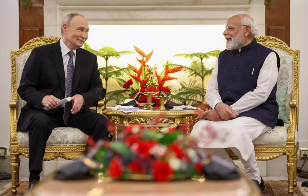 Russia’s President Vladimir Putin with India’s Prime Minister Narendra Modi.
