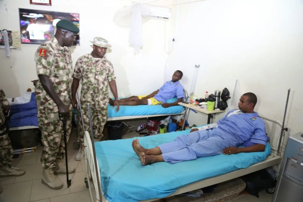 Wounded Nigerian soldiers receiving medical care