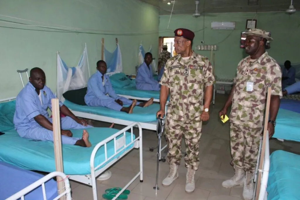 Wounded Nigerian soldiers receiving medical care