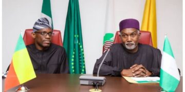 Nigeria’s Minister of Foreign Affairs, Yusuf Tuggar, meets with his Beninese counterpart, Olushegun Adjadi Bakar, in Abuja on December 11, 2025.