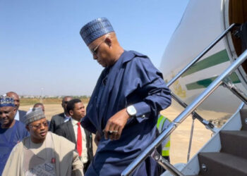 Vice President Kashim Shettima arrived at the airport
