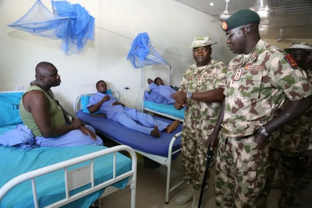 Wounded Nigerian soldiers receiving  medical care