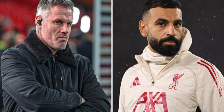 Photo combo of Jamie Carragher and Mohamed Salah