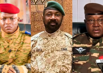 (L-R ) The leader of Burkina Faso, Ibrahim Traoré, Mali’s military leader Colonel Assimi Goita and Niger’s General Abdourahmane Tchiani.