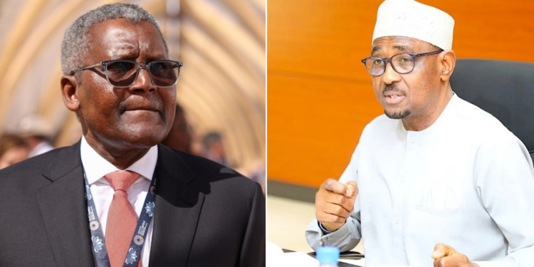 Photo combo of Aliko Dangote and Ahmed Farouk