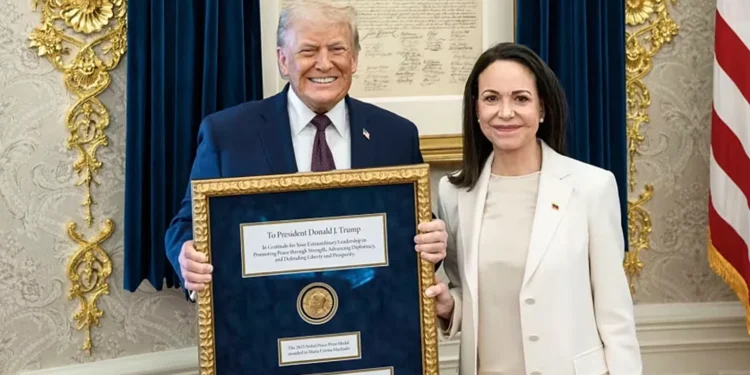 Photo of Donald Trump and Maria Corina Machado