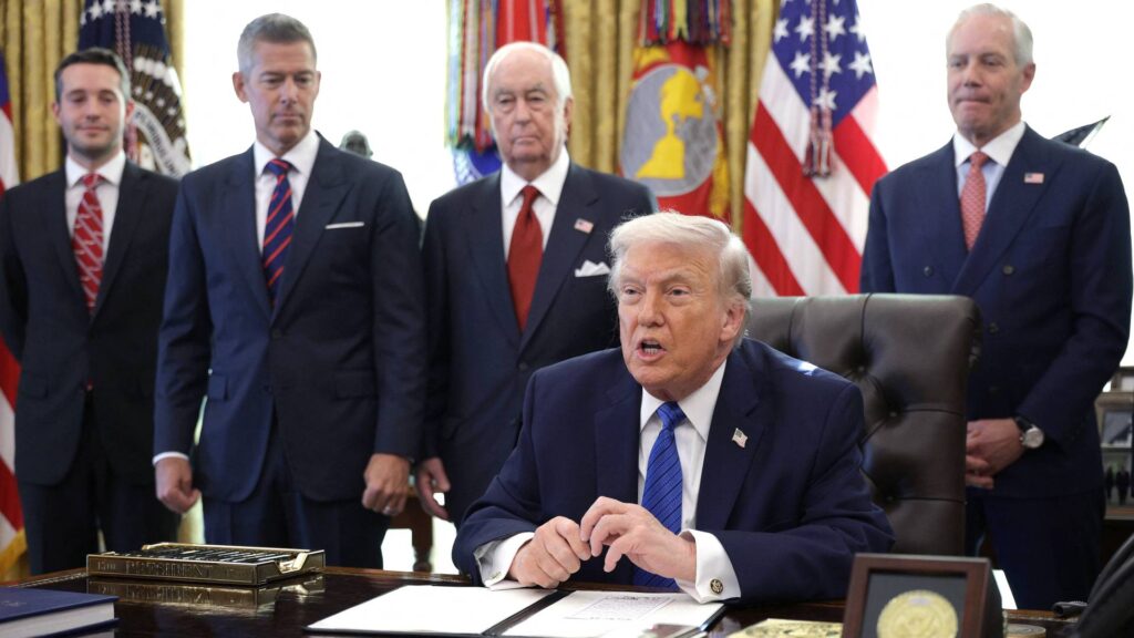 US senators with Donald Trump