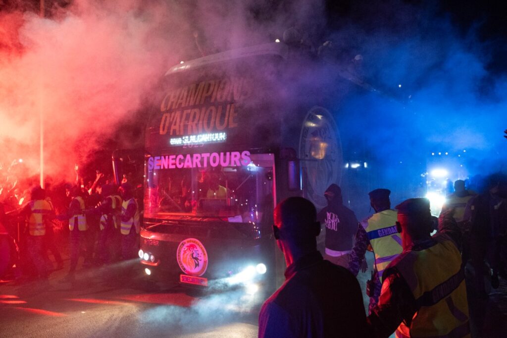 Senegal’s national football team upon their arrival in Dakar.