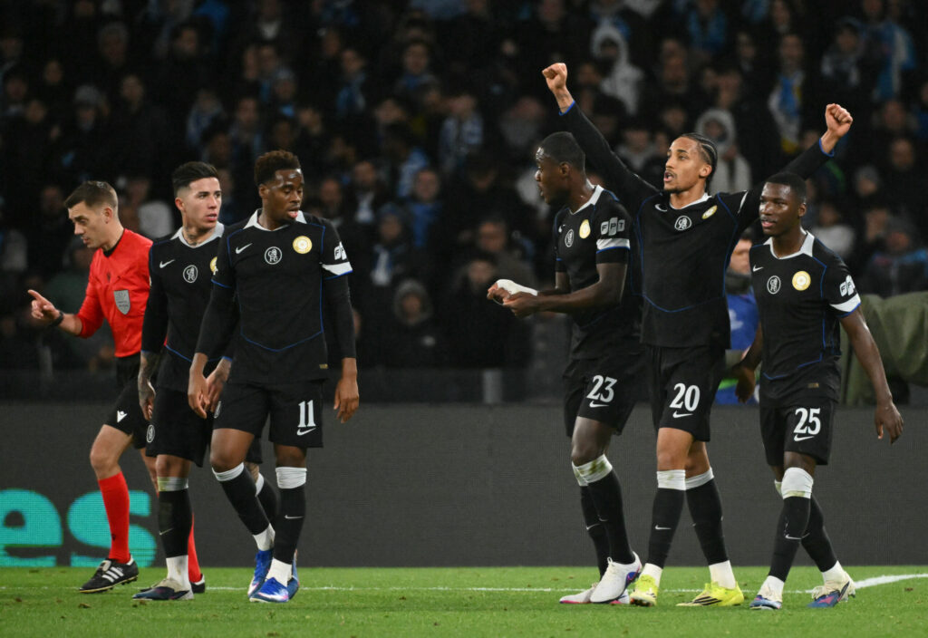 Pedro celebrates scoring for Chelsea
