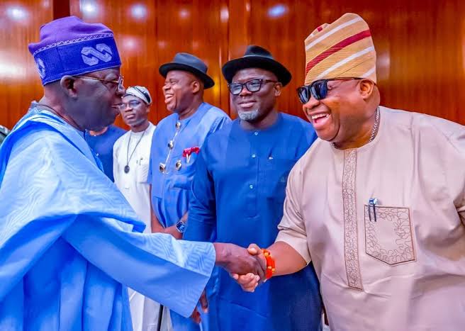 Osun state Governor Ademola Adeleke and President Tinubu