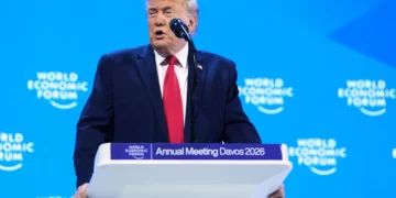 Trump Pushes for Greenland Talks at Davos but Rules Out Use of Force Trump speaking at the World Economic Forum