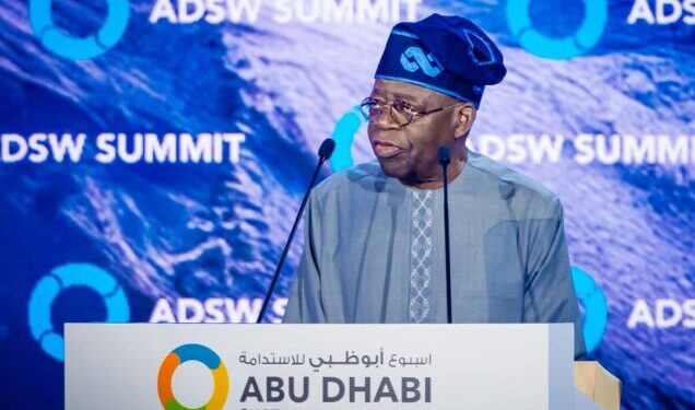 President Bola Tinubu speaking at the Abu Dhabi Sustainability Week 2026