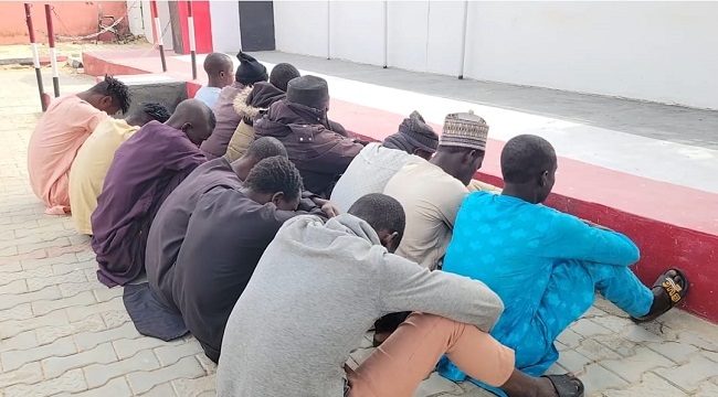 The suspects being paraded by the security operatives