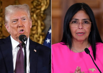 Photo of combo of Donald Trump and Delcy Rodriguez