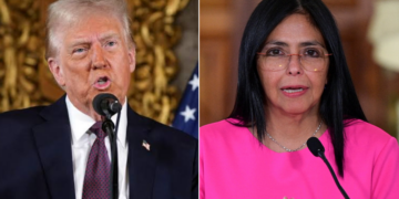 US Signals Warming Ties as Venezuela’s Interim President Plans Historic Visit Photo of combo of Donald Trump and Delcy Rodriguez